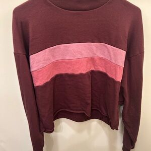 American Eagle Outfitters Maroon Sweatshirt with Pink Stripes
